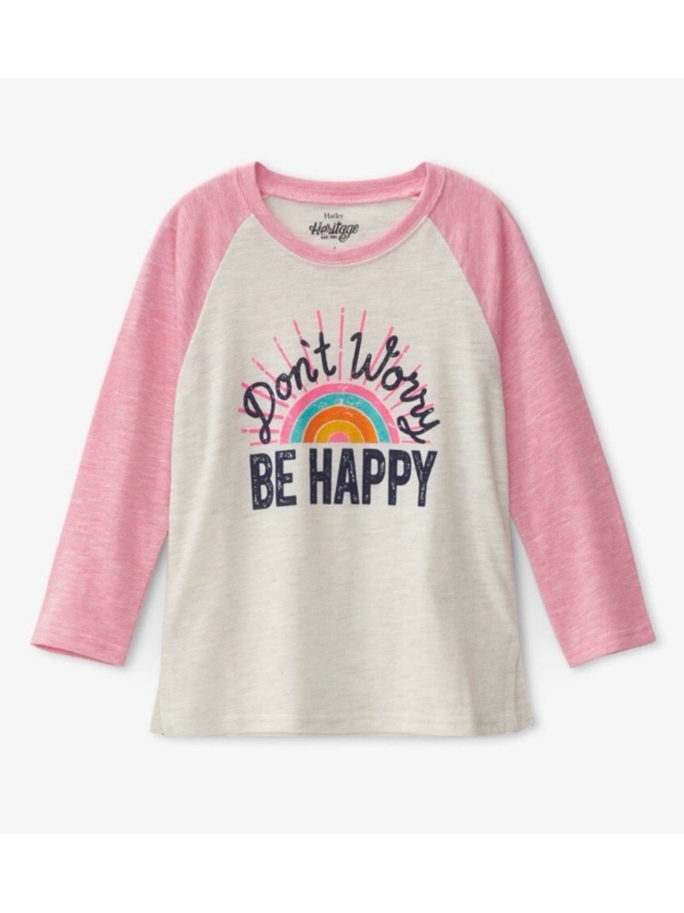 Hatley ‘Be Happy’ Kids Heritage Long Sleeve Raglan Tee | Size 8